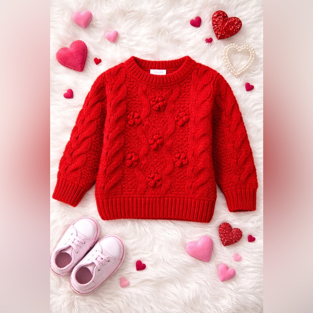 ❤️ Zara Kids Red Cable Knit Sweater | Baby 12–18 Months